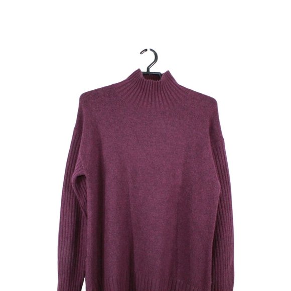 LL Bean The Essential Maroon Turtleneck Wool Blend High Low Sweater M - Picture 3 of 7